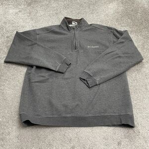 Columbia Hart Mountain Sweatshirt Mens Large Gray Fleece 1/4 Zip Pullover Hiking